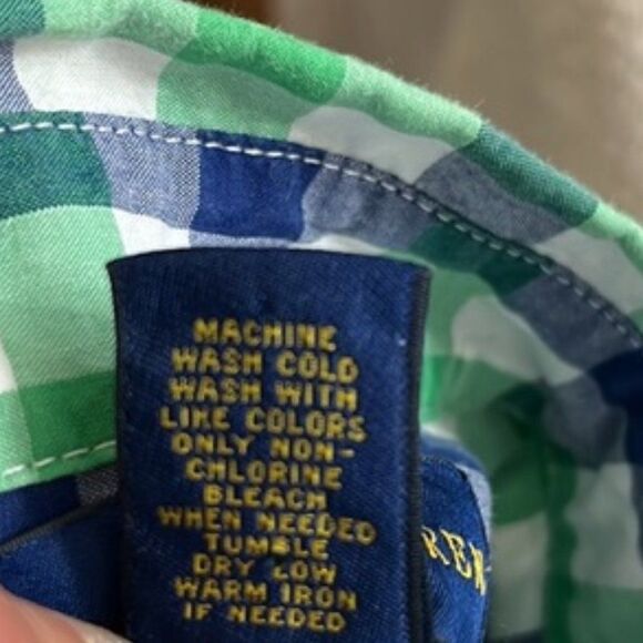 RALPH LAUREN Boy's Navy & Green Check Long Sleeve Button-Down Medium 10-12 - Picture 8 of 8